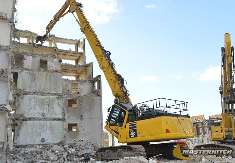 demolition attachments on an excavator