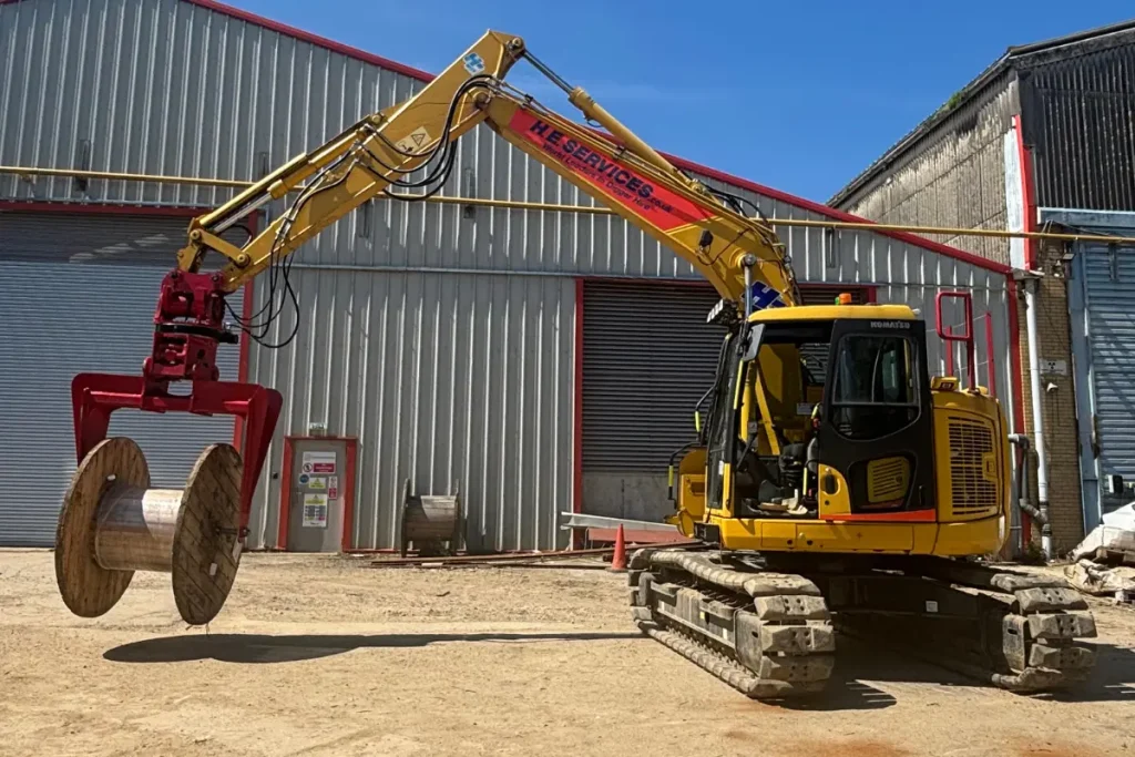 Excavator cable drum handler