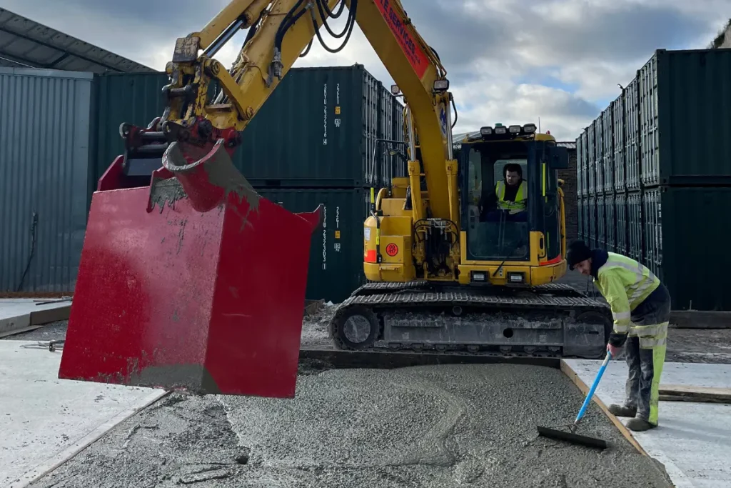 winter construction equipment - concrete pourer